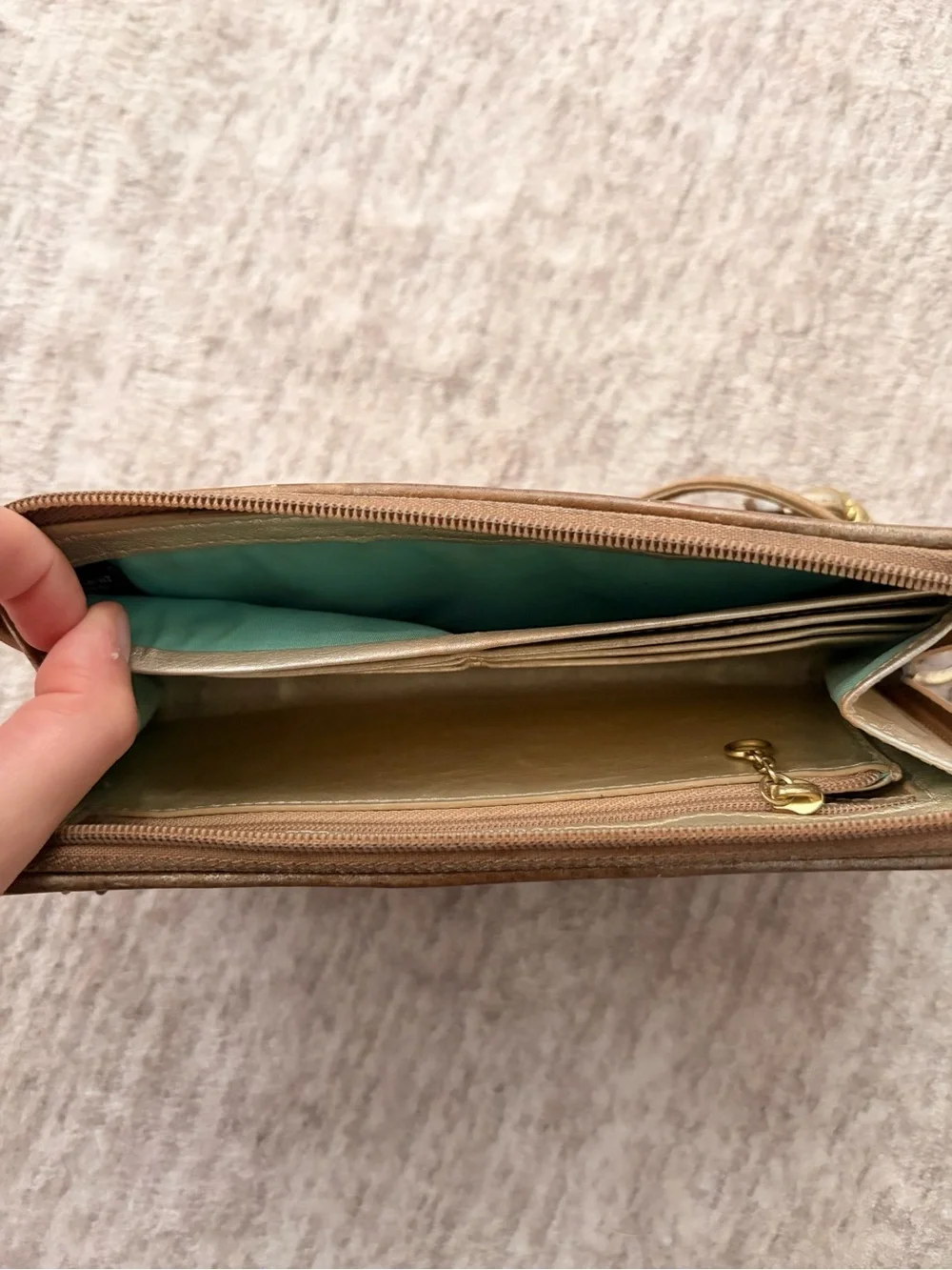 Coach Brown Signature Canvas Wristlet with Gold Accents